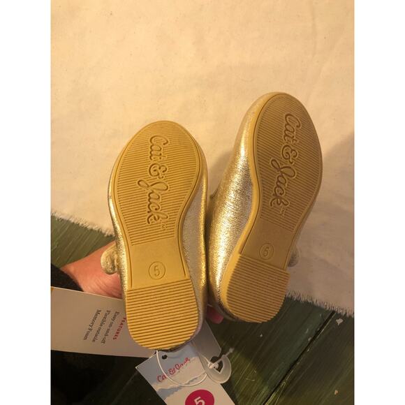 Cat & Jack NWT Toddler Girl Addy Gold Ballet Flats Size 5 - Picture 5 of 7